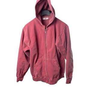 Cotton Mill (Canada) Washed Cranberry Heavy Cotton Zip-Up Hoodie, Casual, XL